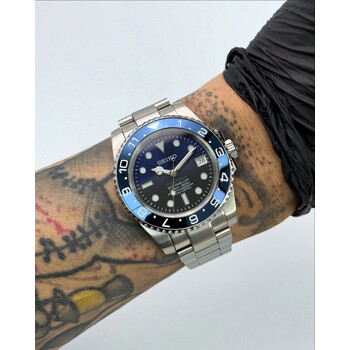 Custom Seiko Mod • Deepsea Chrome Blue Dual Time • 40mm